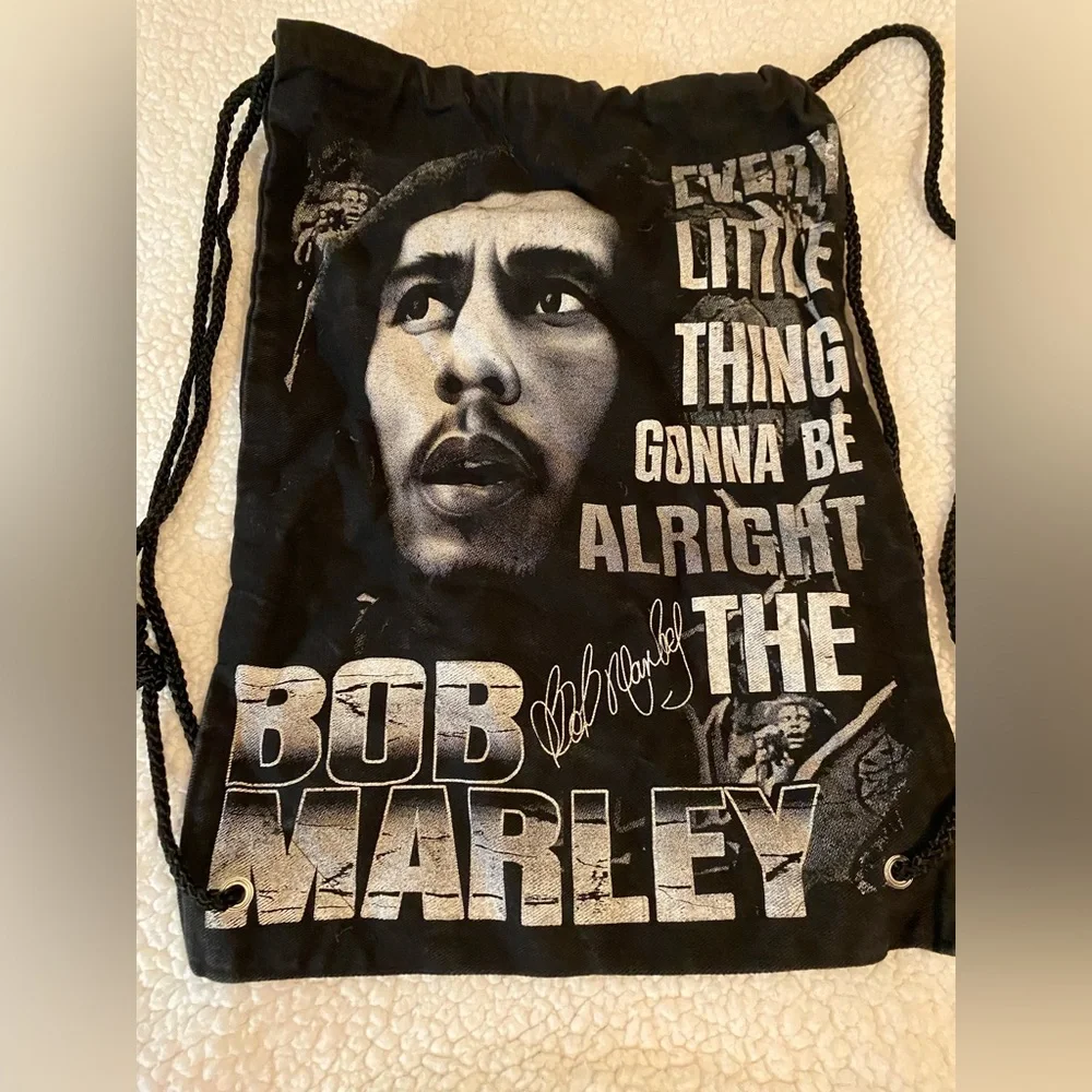 Bob Marley Black Drawstring Backpack